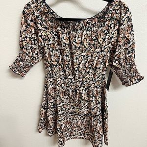 OFF THE SHOULDER BLACK FLORAL DRESS | SMALL